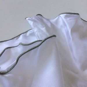 EDWARD ARMAH WHITE SILK POCKET CIRCLE WITH GRAY CONTRAST EDGE NWOT